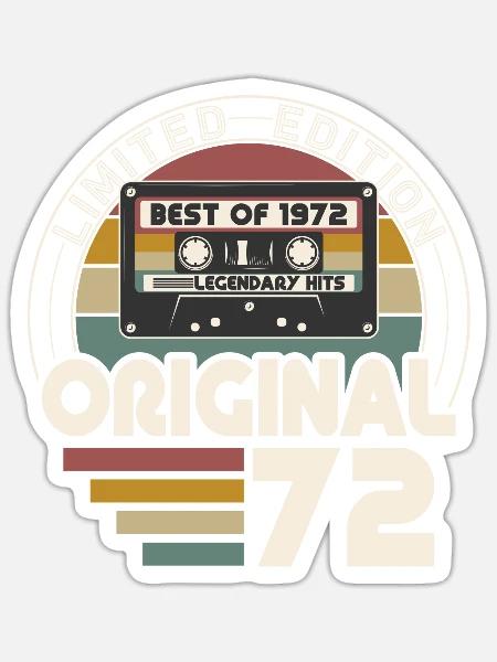 Jahrgang 1972 Retro Vintage Geburtstag - Sticker Größe S (10 x 10 cm) - Mattweiß