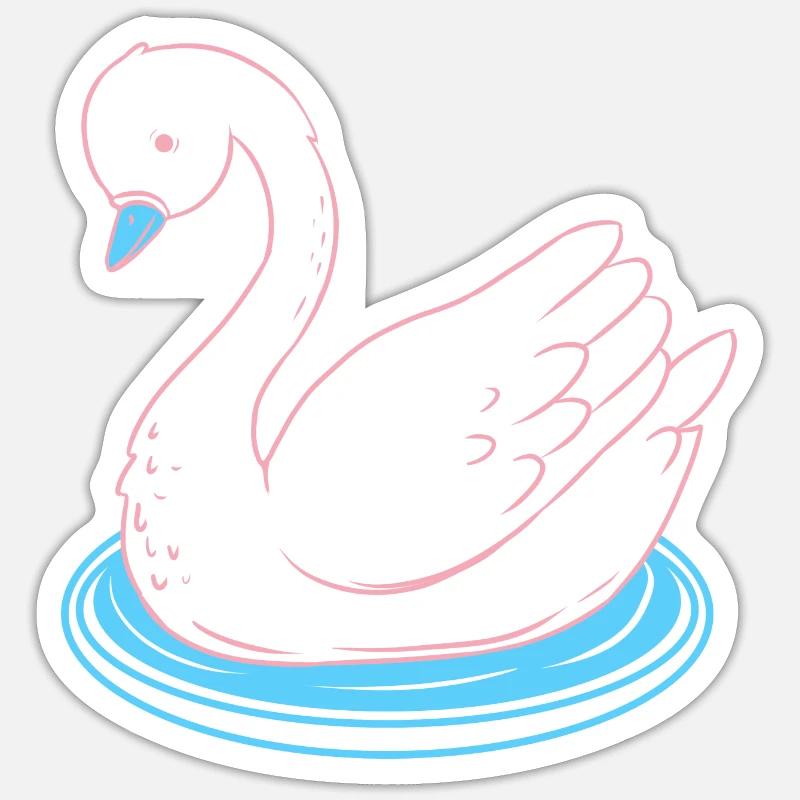 Trans Pride Schwan - Sticker Größe S (10 x 10 cm) - Mattweiß