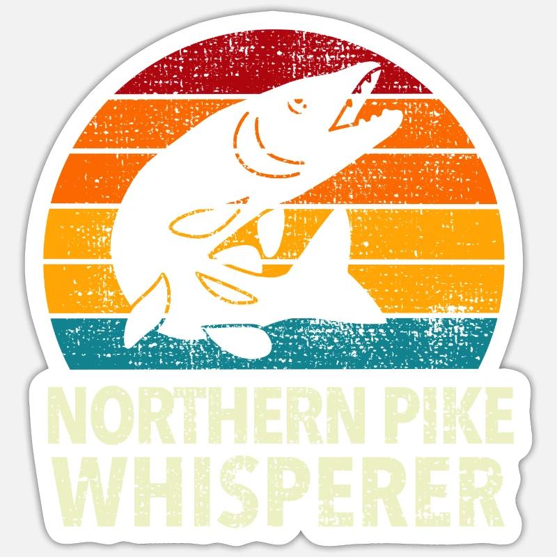 Brochet dans l'espace pêche sportive et pêcheur pê - Sticker taille S (10 x 10 cm) - blanc mat