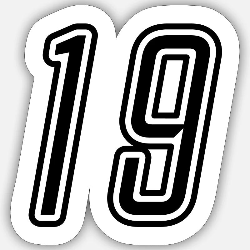 19 Numéro Sticker taille S (10 x 10 cm)
