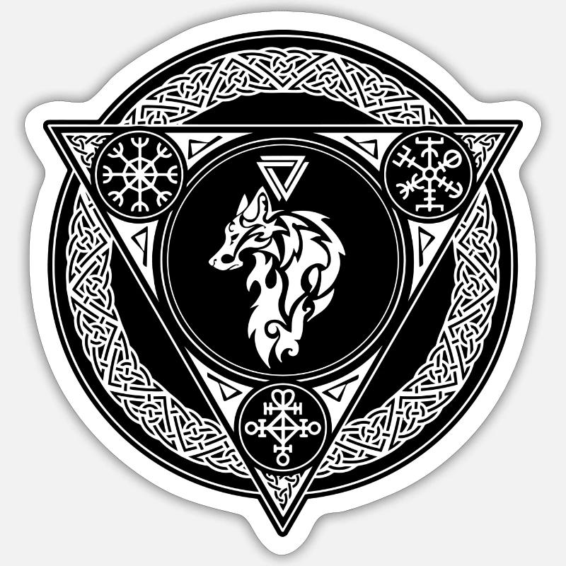 Sternzeichen Wikingerwolf - Sticker Größe S (10 x 10 cm) - Mattweiß