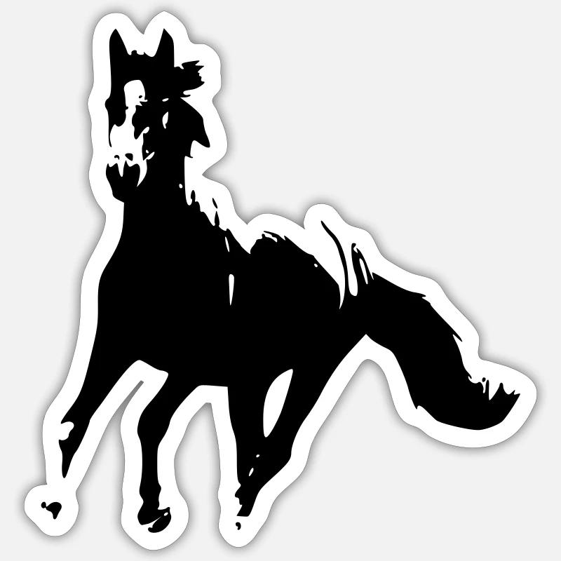 Cheval noir qui galope - Galopa - Sticker taille S (10 x 10 cm) - blanc mat