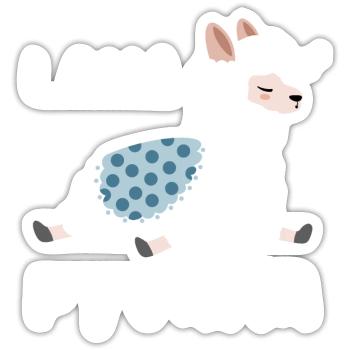 Lama Pyjama Late Riser Gift - Sticker size S (10 x 10 cm) - white matte - Front