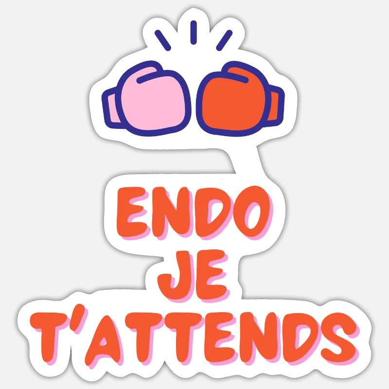 Endo je t attends - Sticker taille S (10 x 10 cm) - blanc mat