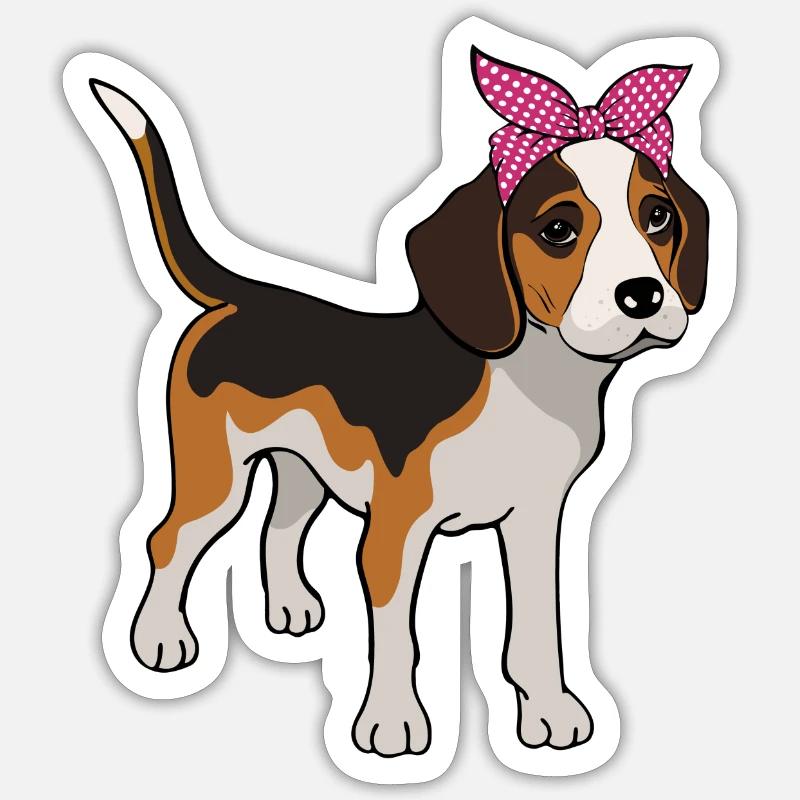 Beagle avec bow Beagle Owner Gift Sticker taille S (10 x 10 cm)