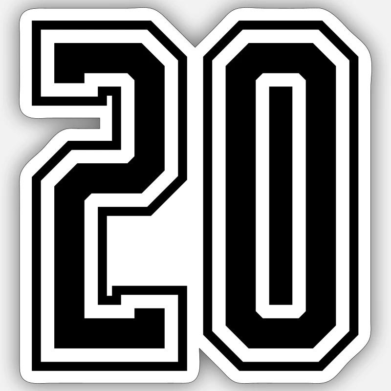 20 Numéro Sticker taille S (10 x 10 cm)