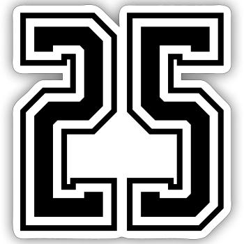 25 Zahl nummer - Sticker Größe S (10 x 10 cm) - Mattweiß - Vorne