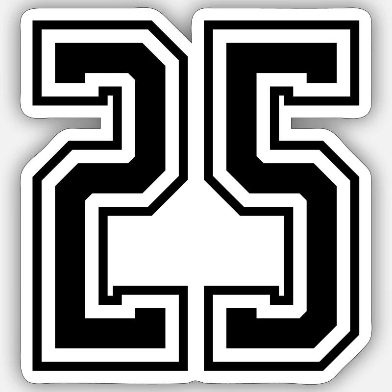 Numéro 25 Sticker taille S (10 x 10 cm)