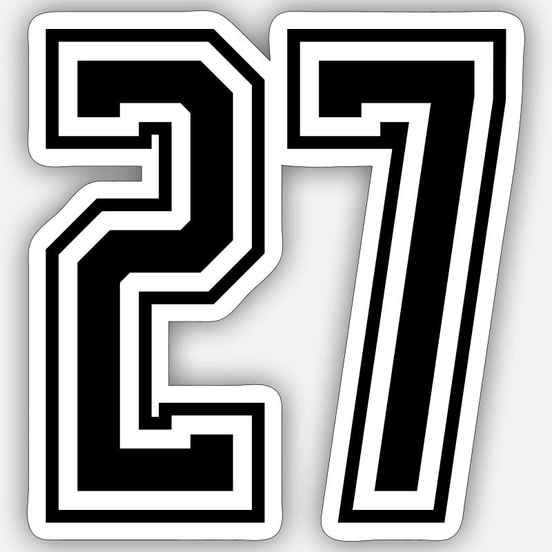 27 Zahl nummer - Sticker Größe S (10 x 10 cm) - Mattweiß