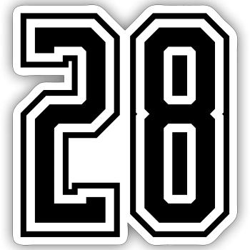 28 Zahl nummer - Sticker Größe S (10 x 10 cm) - Mattweiß - Vorne