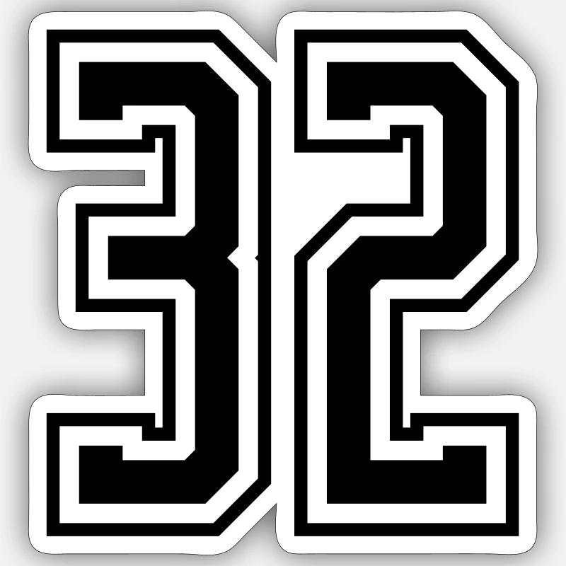 32 Numéro de numéro - Sticker taille S (10 x 10 cm) - blanc mat