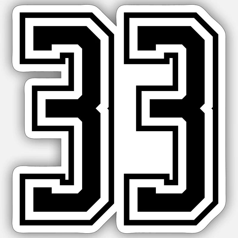 33 Numéro de numéro - Sticker taille S (10 x 10 cm) - blanc mat
