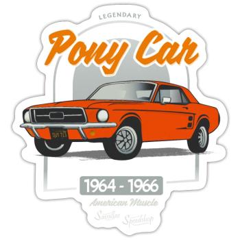 Legendary Pony Car - Sticker Größe S (10 x 10 cm) - Mattweiß - Vorne
