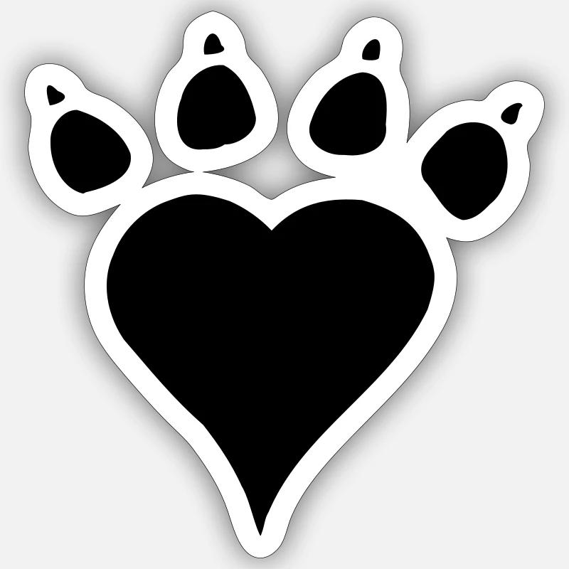 Hundepfote in Herzform - Sticker Größe S (10 x 10 cm) - Mattweiß