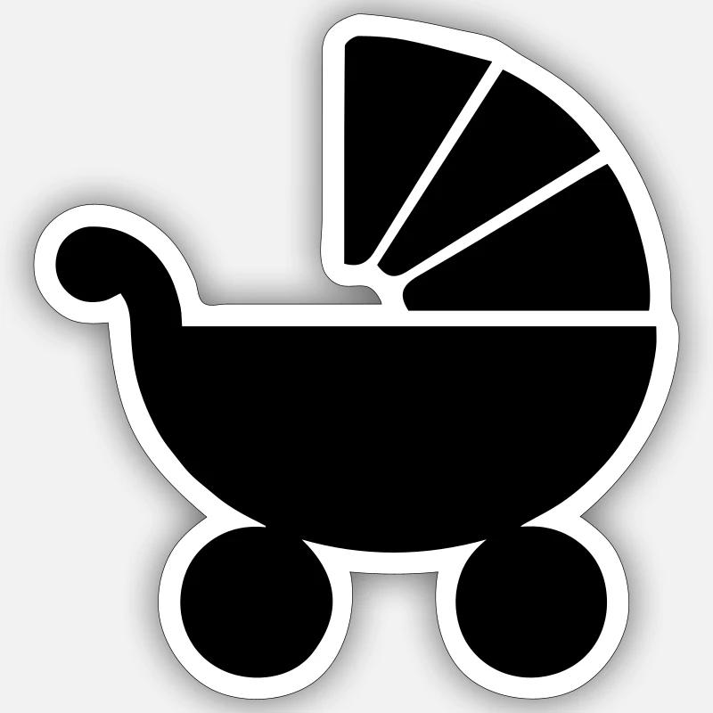 Stroller baby - Sticker size S (10 x 10 cm) - white matte