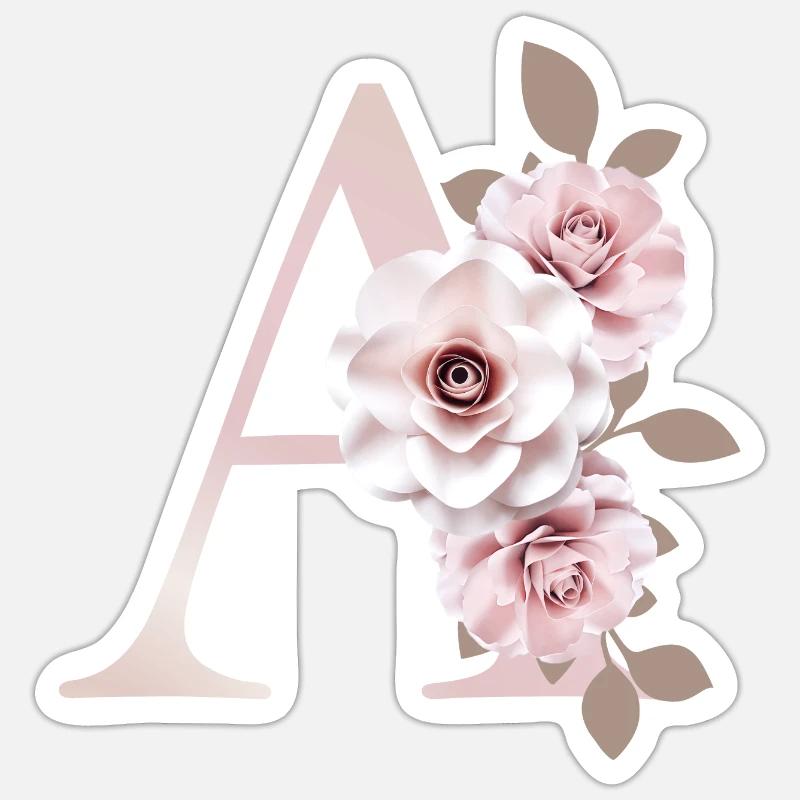 A Buchstabe mit Blumen Sticker Größe S (10 x 10 cm)