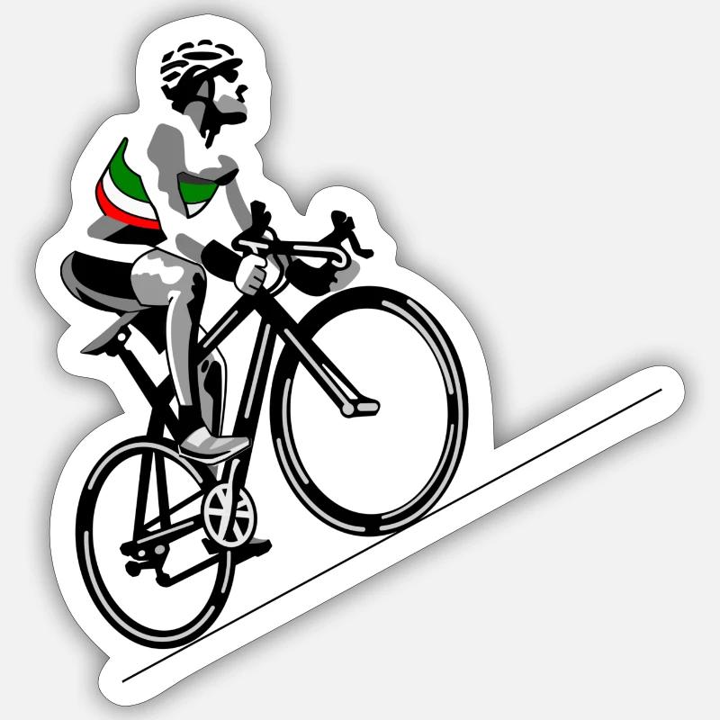 Radfahrer mit italienischer Flagge - Sticker Größe S (10 x 10 cm) - Mattweiß