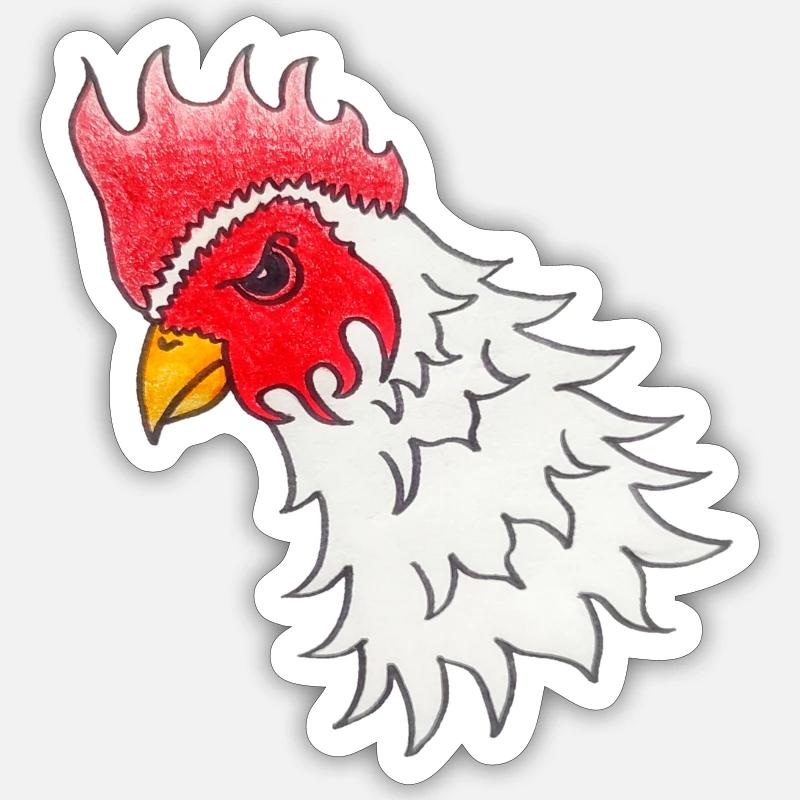 Coq - Sticker taille S (10 x 10 cm) - blanc mat