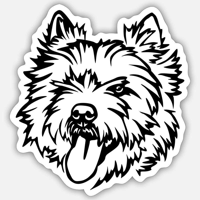 Tête de Cairn Terrier - Sticker taille S (10 x 10 cm) - blanc mat