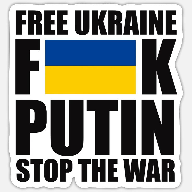 Libérez l’Ukraine F* Poutine - Sticker taille S (10 x 10 cm) - blanc mat