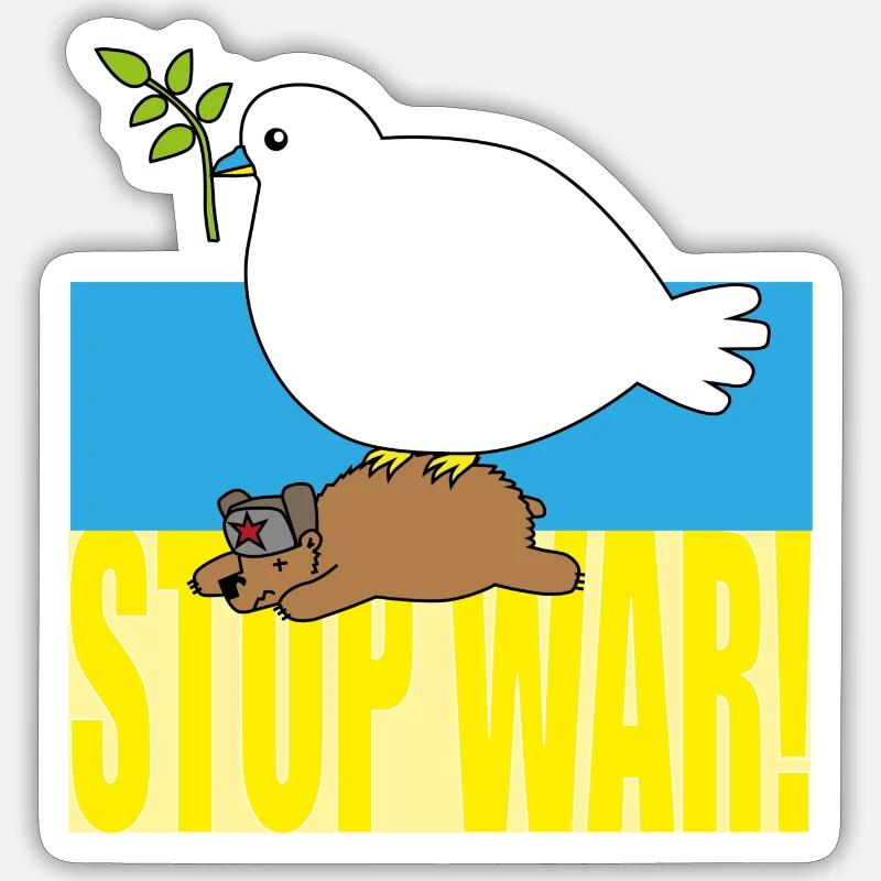 Frieden Bär - Sticker Größe S (10 x 10 cm) - Mattweiß