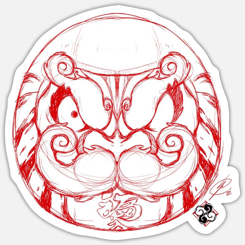 Daruma - Sticker taille S (10 x 10 cm) - blanc mat