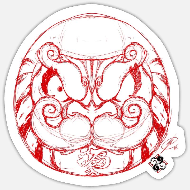 Daruma_S - Sticker taille S (10 x 10 cm) - blanc mat