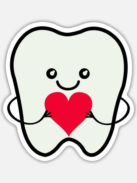 Zahn Smile Love - Sticker Größe S (10 x 10 cm) - Mattweiß