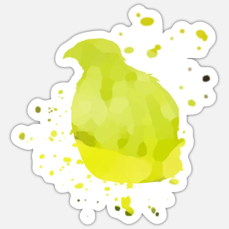 aquarelle de caille vert - Sticker taille S (10 x 10 cm) - blanc mat