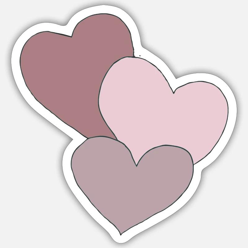 hearts three - Sticker size S (10 x 10 cm) - white matte