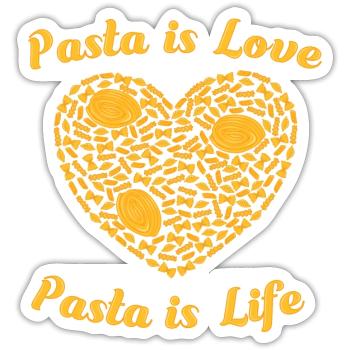 Pasta is Love Pasta is Life - Sticker size S (10 x 10 cm) - white matte - Front