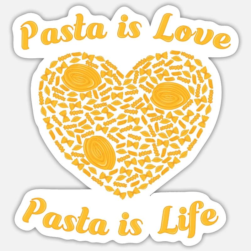 Les pâtes, c’est l’amour Les pâtes, c’est la vie Sticker taille S (10 x 10 cm)