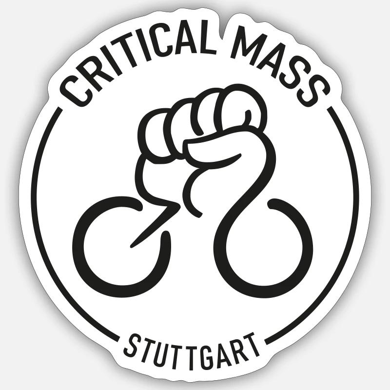 critical mass stuttgart - Sticker Größe S (10 x 10 cm) - Mattweiß