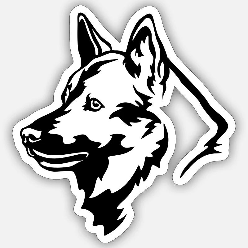 Norwegischer Elchhund Kopf - Sticker Größe S (10 x 10 cm) - Mattweiß
