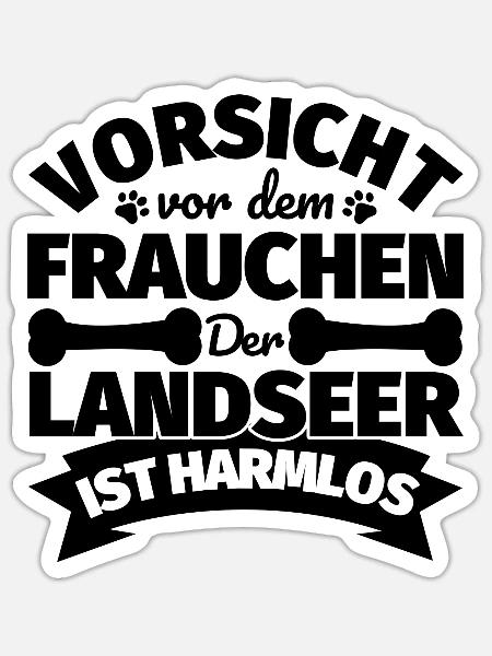 Landseer Frauchen lustig Geschenk - Sticker Größe S (10 x 10 cm) - Mattweiß