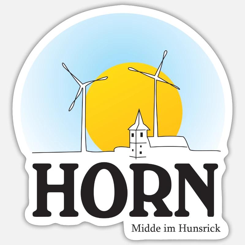 Horn - Midde im Hunsrück - Sticker Größe S (10 x 10 cm) - Mattweiß