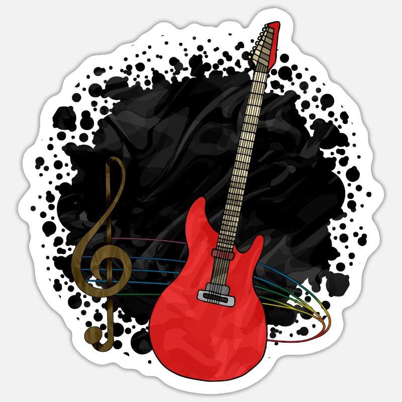 Guitare - Sticker taille S (10 x 10 cm) - blanc mat