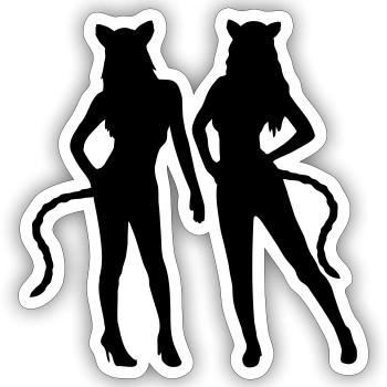 Team 2 Katzen - Sticker Größe S (10 x 10 cm) - Mattweiß - Vorne