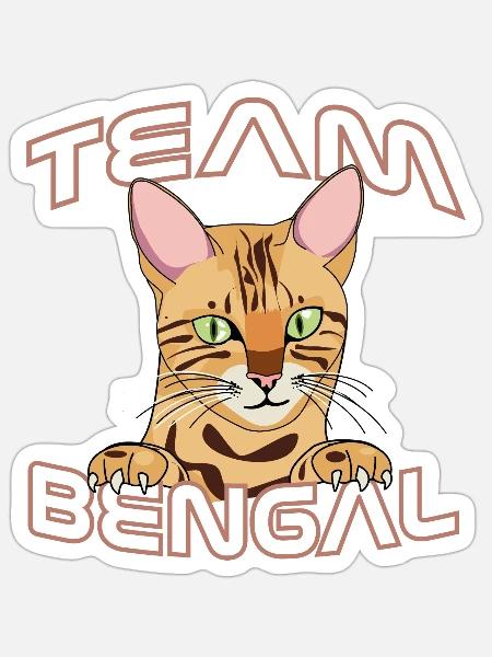 Team Bengal Katzen Design - Sticker Größe S (10 x 10 cm) - Mattweiß