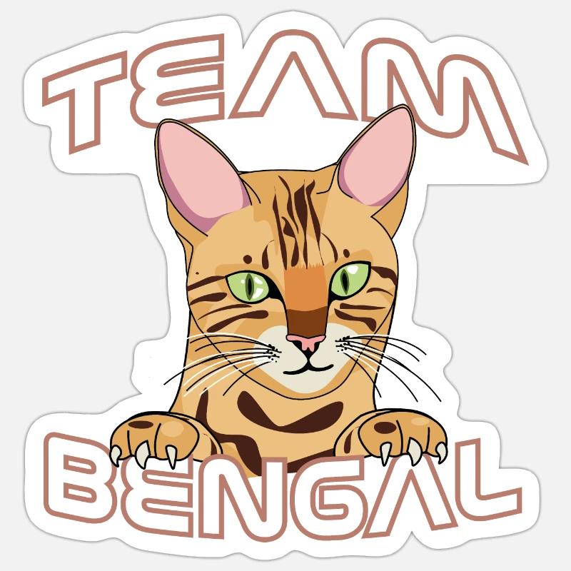 Équipe Bengal Cat Design Sticker taille S (10 x 10 cm)