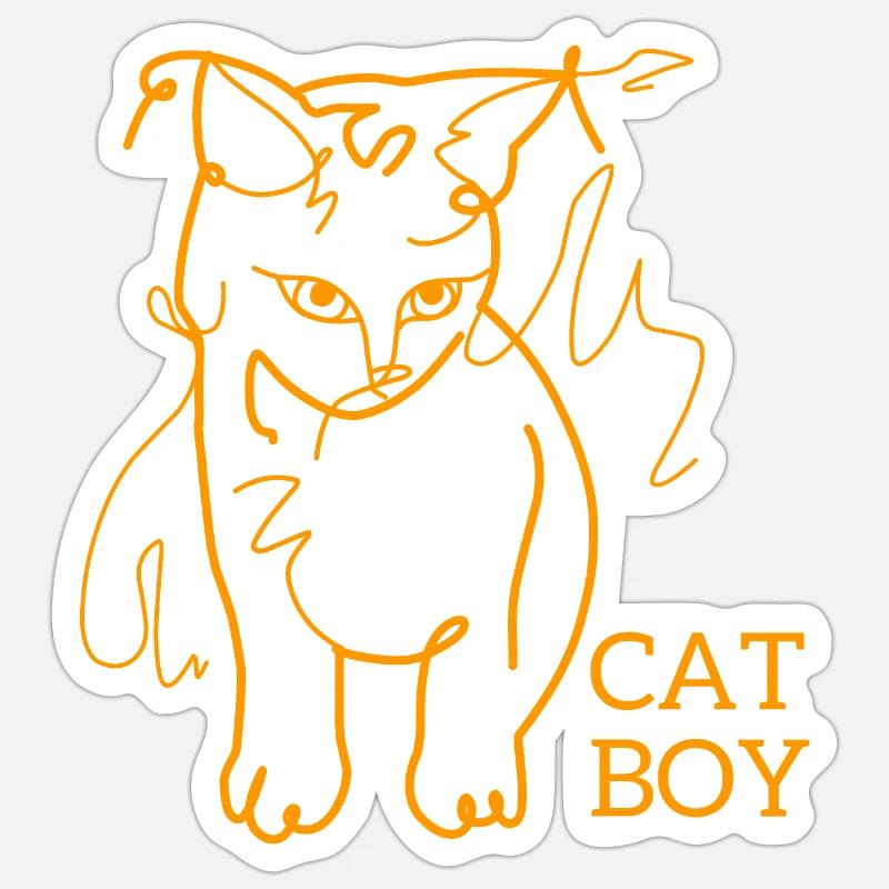 Cat boy - Sticker size S (10 x 10 cm) - white matte