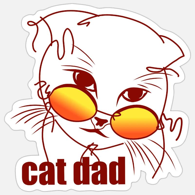 Cat dad - Sticker size S (10 x 10 cm) - white matte