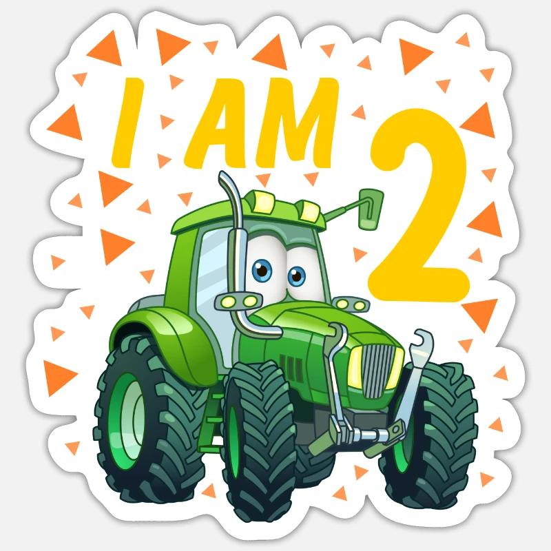 2. Geburtstag Traktor Sticker Größe S (10 x 10 cm)