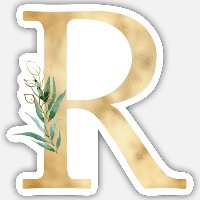 Personalisierbar Monogramm R Botanik - Sticker Größe S (10 x 10 cm) - Mattweiß