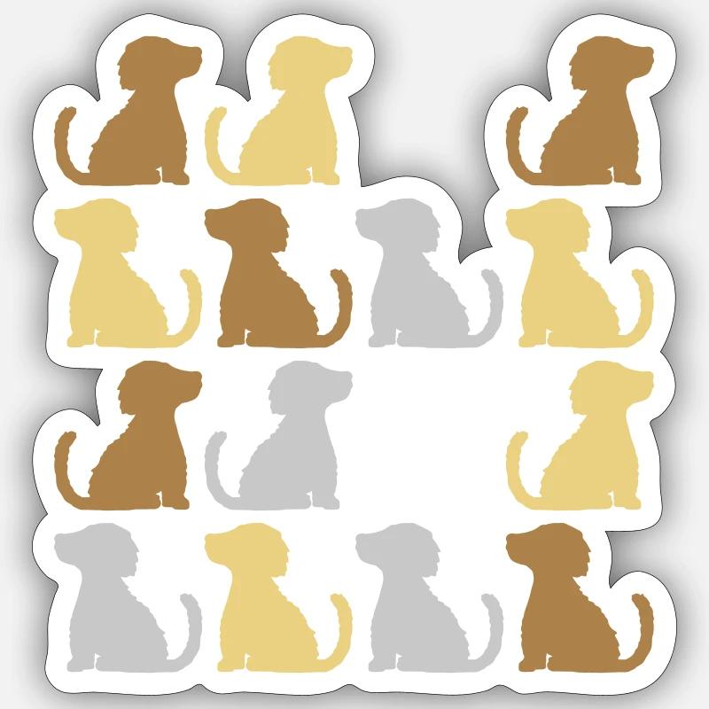 Modèle bons chiens assis - Sticker taille S (10 x 10 cm) - blanc mat