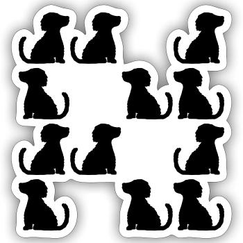 Many well-behaved sitting dogs - Sticker size S (10 x 10 cm) - white matte - Front