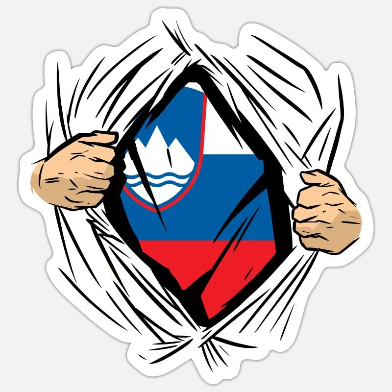 Slovénie Drapeau Balkan Drapeau Slovène Vintage - Sticker taille S (10 x 10 cm) - blanc mat