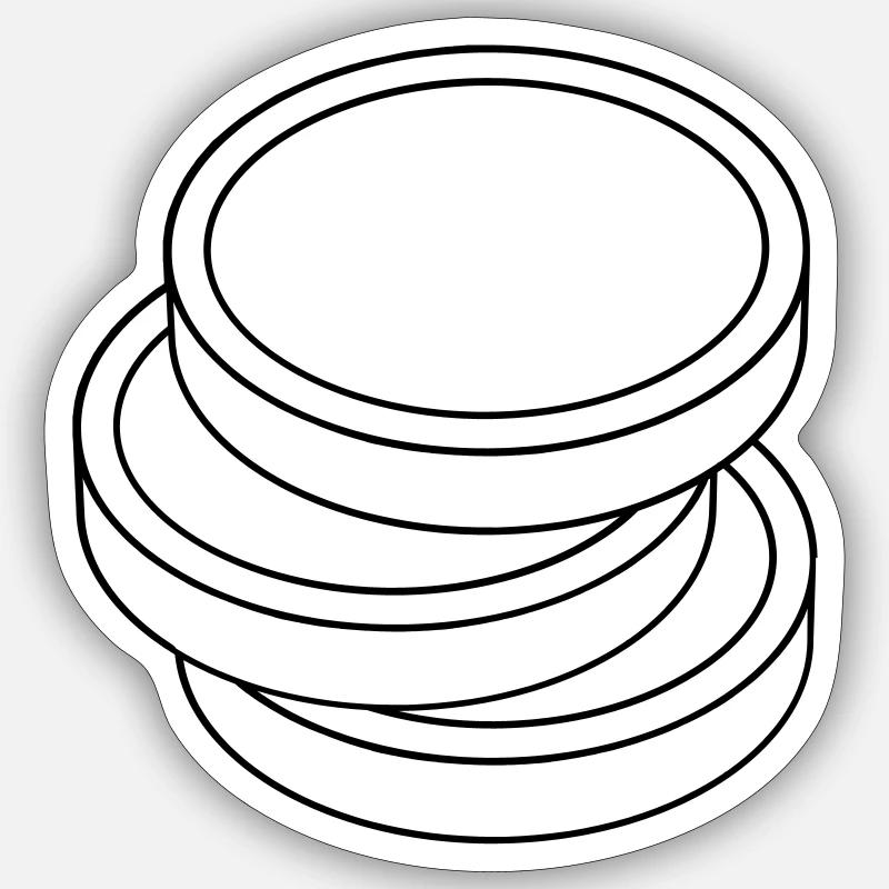 three coins in a stack - Sticker size S (10 x 10 cm) - white matte