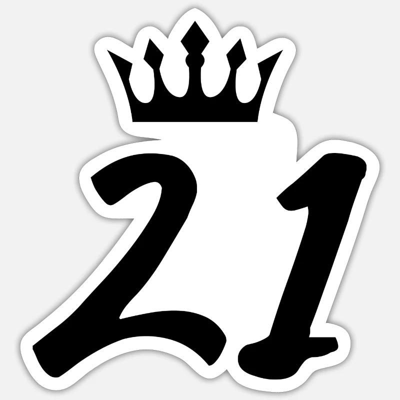 21 Couronne numérique - Sticker taille S (10 x 10 cm) - blanc mat