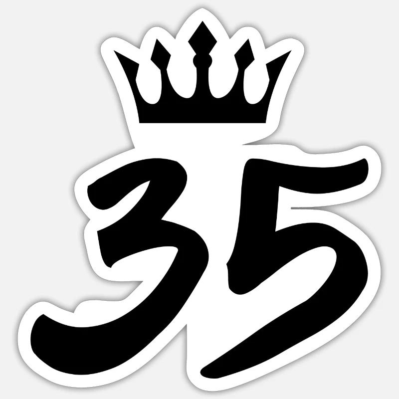 35 Number crown - Sticker size S (10 x 10 cm) - white matte
